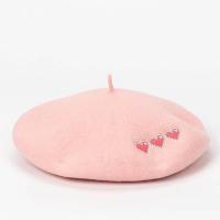 COKK Boina Feminina 100 Wool Beret Women Winter Hat Female Flat Cap Embroidery Love Heart Pink Gorras Fashion Warm Berets New