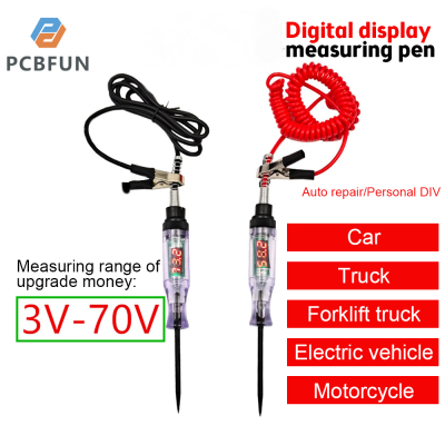 pcbfun ตัวทดสอบวงจร LED ดิจิตอล DC 3-70V พร้อมโวลต์มิเตอร์ปากกาทดสอบไฟฟ้าแรงดันไฟฟ้าสองทิศทางอัตโนมัติ