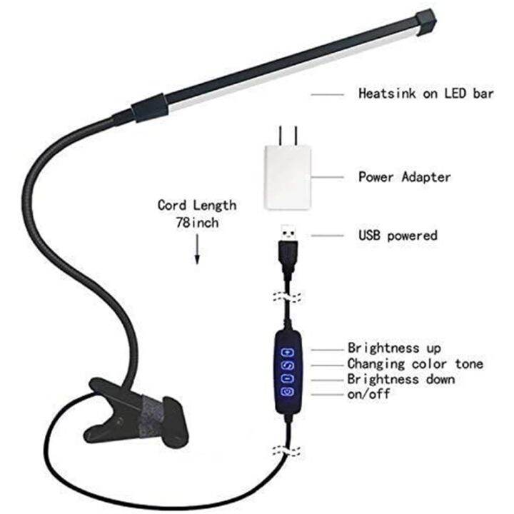 led-reading-light-clamp-desk-lamp-3-modes-clip-light-flexible-eye-care-clamp-light-for-bed-reading-bedroom-black