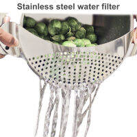 1 PCS Stainless Steel Pan Pot Strainer Water Filter with Recessed Hand Grips Colander Pour Spout for Pasta Vegetable Sieve