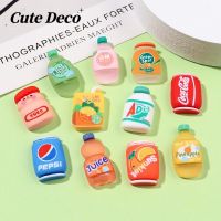 【 Cute Deco】Cute Simulated Drinks (11 Types) AD Calcium / Red Bottle Of Cola / Orange Can Charm Button Deco/ Cute Jibbitz Croc Shoes Diy / Charm Resin Material For DIY