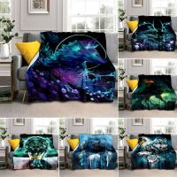 New Style Cool Fantasy Wolf Printed Modern Throw Blanket Flannel Soft Plush Sofa Bed Cartoon Blankets for Beds Sofa Couch Gifts King Size