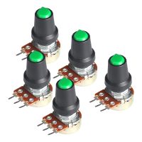 5Set WH148 Potentiometer 15mm 3pin 1K 2K 5K 10K 20K 50K 100K 250K 1M with green AG2 Knob Cap Linear Potentiometers Kit