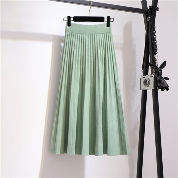 cc-2022-elastic-waist-knitted-skirt-thick-warm-pleated-female-skirts