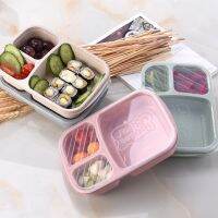 ✔✿ Wheat Straw Lunch Box 3-Compartment Plastic Bento Box Microwavable Meal Storage Food Container Boxes Divided Light Food Box