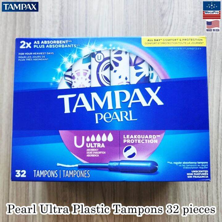 Tampax® Pearl Ultra Plastic Tampons 18 or 32 pieces ผ้าอนามัยแบบสอด