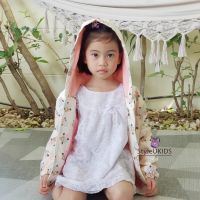 BINPAW เสื้อกันหนาวมีฮู้ดสำหรับเด็กหญิง Girls fashion full print floret jacket 2020 autumn new Korean version hooded thin fleece short trench coat-less