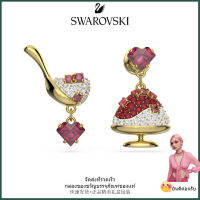 ?Swarovski?Cariti Asymmetric ออกแบบต่างหูเพชรแดงถั่วแดง, S925 ต่างหูแฟชั่นสตรีเงินสเตอร์ลิงของขวัญวันวาเลนไทน์วันเกิด