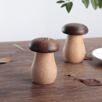 Toothpick Holder Dispenser Wooden Cute Mushroom Tooth Pick Dispenser Toothpicks Storage Box Container For Kitchen Restaurant