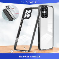 EPTWOO สำหรับ Huawei Honor X8 เคสโทรศัพท์เลนส์กล้องป้องกันกันกระแทก Hard PC กันชนสีลูกกวาดใสโปร่งใสซิลิโคนอ่อนนุ่มฝาหลัง YYTPU-03