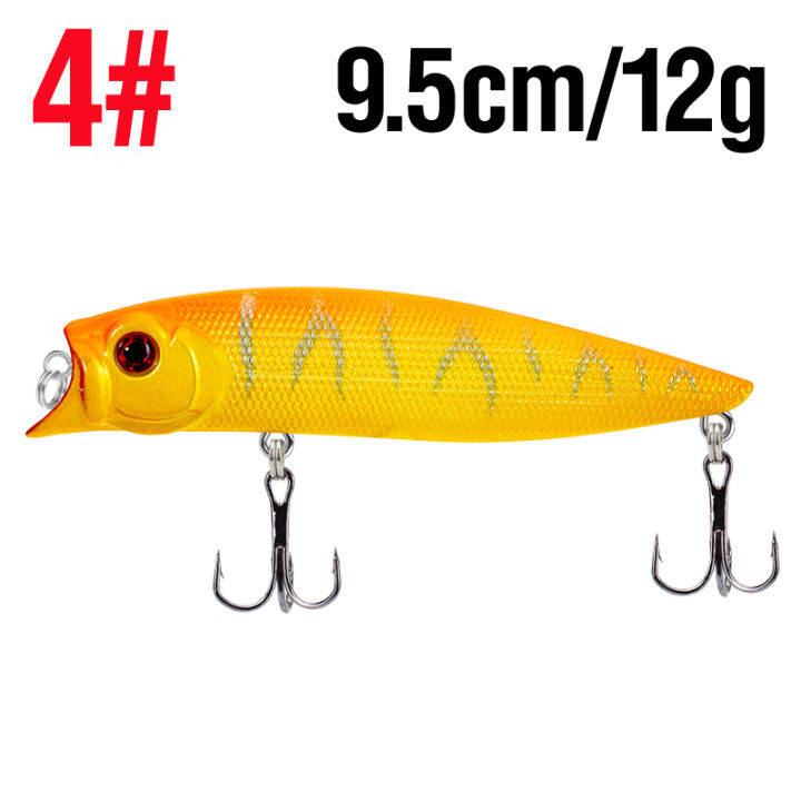 10สี9-5เซนติเมตร-12กรัม-popper-เหยื่อล่อปลา-topwater-แบบแข็งดินสอ3d-ตา-crankbaits-เหยื่อลอย2ตะขอสามชั้น