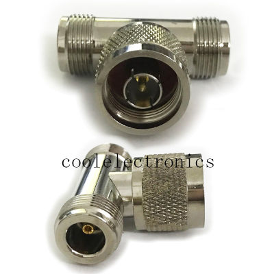 1pc N Male to Two N Female Jack T Type 3 Way Coax Cable Adapter Connector