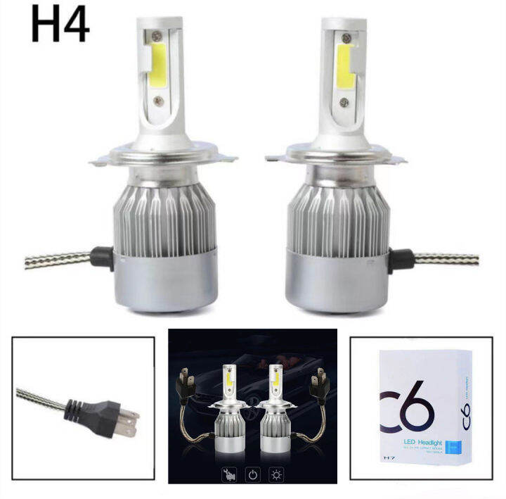 หลอดไฟหน้ารถ-led-c6-ขั้ว-h4-h11-h1-ความสว่าง-6000k-ระบบ-lighting-focus-1คู่