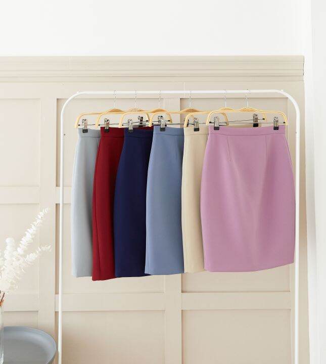 techinee-basic-pencil-skirt-กระโปรงดินสอผาหลัง-กลุ่มสีใหม่