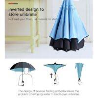 Windproof double-decker car anti umbrella with creative handle design