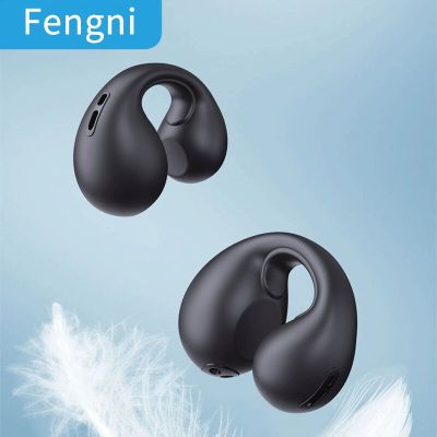 ZZOOI FENGNI 2023 NEW Ear-Clip Bluetooth Headphones Bone Conduction Earphone TWS Wireless Earbuds Stereo Bass Sports Headset with Mic
