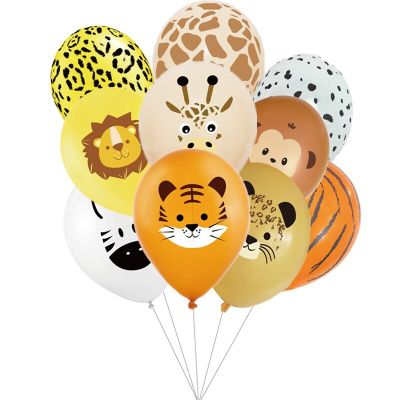 10pcs 12inch Wild Animal Latex Balloons For Jungle Safari Birthday Party Decorations Kids Boy Favors Supplies Balloons