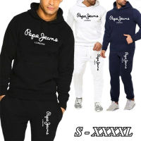 Mens Pepe Printed Tracksuits 2 Piece Golf Lovers Set Long Sleeve Sport Hoodie and Pants Fall Winter Solid Jogging Suit for Male