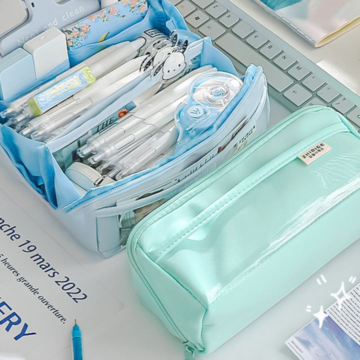 Transparent Pencil Case Pen Bag Simple Ins Design PVC Multi Layer