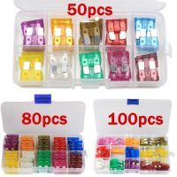 【YF】 50/80/100pcs Car Fuses Medium Auto Blade 3A 5A 7.5A 10A 15A 20A 25A 30A 35A 40A AMP Truck Fuse Assortment Set