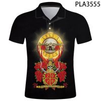 2023 NEW Style   Men Polo Shirt Summer Short Sleeve G u n s N Roses 3D Printed Casual Streetwear Polo Homme Ropa Harajuku TopsNew product，Can be customization