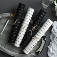 Chic Stripe Placemat Black White Rectangle PVC Heat Insulation Table Mat Non-slip Pad For Dining Bowl Drink Coasters 1pc