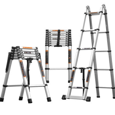 1.7M+1.7M Double Sided Two Way Extendable Aluminium Ladder Multipurpose Telescopic Ladder Folding Ladders Straight Ladders