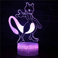 ใหม่โปเกมอน3D LED ไฟกลางคืนเด็กประดับห้องโคมไฟตั้งโต๊ะอะนิเมะรูป Pikachu Mewtwo แผ่นอะคริลิการ์ตูนรุ่นโคมไฟข้างเตียง