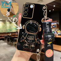 YiaMia เคสโทรศัพท์แฟชั่นสำหรับ VIVO V27 Pro V25 Pro V20 V20SE V15โปร V15 V17 V19นีโอ V21 V21E 4G Y73 4G การ์ตูนนักบินอวกาศน่ารักส่วนบุคคลน่ารักฝาครอบโทรศัพท์ TPU เคสนิ่มเคลือบอิเล็คโทรเพลทเคสโทรศัพท์6D พร้อมสายคล้องคอ