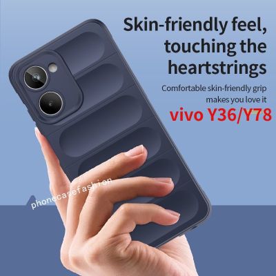 เคสโทรศัพท์แบบที่มีของของเหลวสำหรับ Vivo Y36 Y78 Y27 NFC 4G 5G 2023กันชนยางซิลิโคนกันกระแทกเลนส์ป้องกันกล้องฝาหลังสำหรับ VivoY36