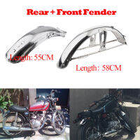 2pcs Motorcycle FrontRear Fender Mudguard Direct Replacement for Honda CG 125, Stainless Steel (58cm + 55cm)