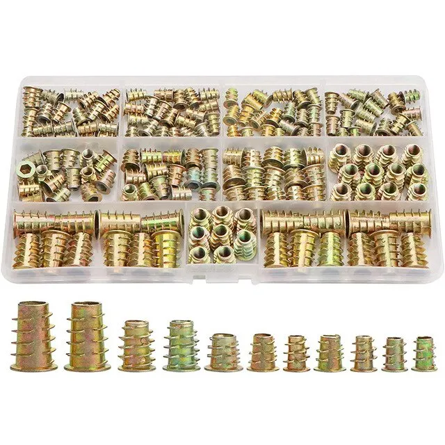 Threaded Inserts Nuts Wood Insert Assortment Tool Kit M4/M5/M6/M8 Furniture Screw Inserts Bolt