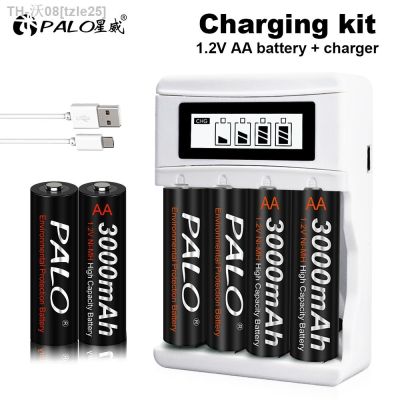 tzle25 PALO AA Battery NIMH AA 3000mAh 1.2V 2A Ni-Mh aa Rechargeable Batteries AA Bateria Baterias and 1.2V smart USB battery charger