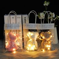 1SET Mixed Cute Luminous Cartoon Bear Towel Decoration/Fibre Creative Towels Decor / Wedding Christmas Party Birthday Decor/ Transparent Bag Bear Towel Souvenirs Ornaments
