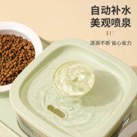 时尚三碗一体干湿分离喂食器1000ml大容量静音过滤活水宠物饮