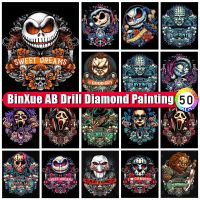 Disney Halloween AB Diamond Painting Kit Horror TV Cross Stitch Reaper Clown Resurrection Handmade Mosaic Skull Flower Art Gift