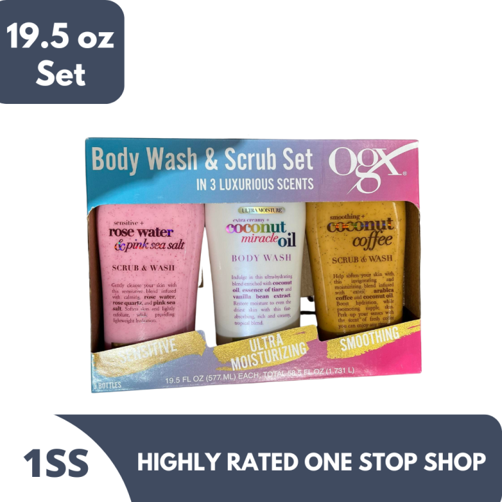 OGX Body Wash & Scrub Set 19.5 oz Lazada PH