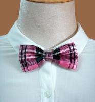 หูกระต่าย Bow Tie  โบว์ไท ลายสก๊อต สีชมพูดำ