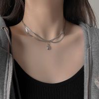 XIN3706 เรียบหรู สำหรับสาวๆ หยดน้ำ จี้ อารมณ์ เหล็กไทเทเนียม เครื่องประดับคอ Choker กระดูกไหปลาร้าเกาหลี โซ่กระดูกงู สร้อยคอผู้หญิง