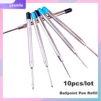 YESMILE 10PCS/LOT 0.5mm โรงเรียน อุปกรณ์เครื่องเขียน สำนักงาน ปากกาลูกลื่นแบบเติม หมึกสีน้ำเงิน/ดำ โลหะ แกนกลางปลายปากกา