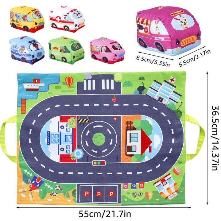 aov-11-11-รถนุ่มของเล่นสำหรับเด็กวัยหัดเดิน-soft-plush-รถชุด-play-mat-กระเป๋าล้างทำความสะอาดได้เด็กของเล่น-cod-จัดส่งฟรี