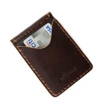 กระเป๋าสตางค์ หนังแท้ ผู้ชาย Money Clip Wallet สีน้ำตาลเข้ม Rusty Brown