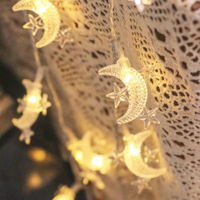 1.5M/6M LED Star Moon Novelty lighting Fairy Garland String Lights Eid al-Fitr Ramadan Wedding Home Indoor Decoration light