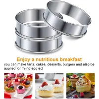 4 Inch Muffin Ring Crumpet Rings, Set of 20 Stainless Steel Muffin Rings Moulds Double Rolled Tart Rings Round Tart Ring