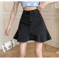 COD ❄卍 imoq55 store Retro High Waist Denim Skirt For Womens Korean Fashion Plus Size Loose A-Line Short Skirt