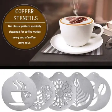 5pcs Stainless Steel Coffee Stencils Creative DIY Mold Portable Stainless  Steel Coffee Garland Tool Decorating Tool