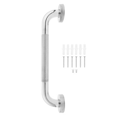 12-Inch Non-Slip Shower Grab Bar Chrome-Plated Stainless Steel Bathroom Grab Bar with Textured Handle