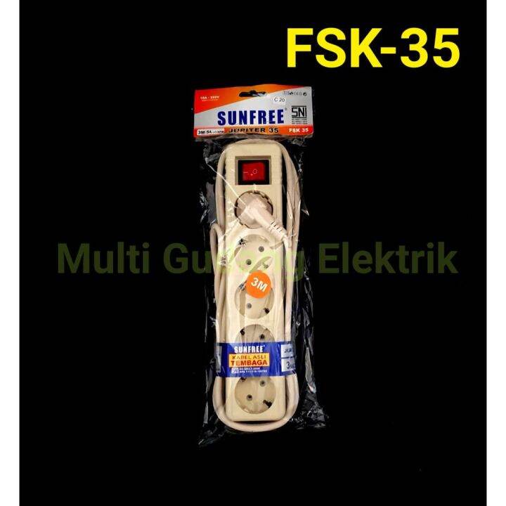 Terminal Stop kontak Sunfree 5 lubang Panjang kabel 3 Meter Lazada