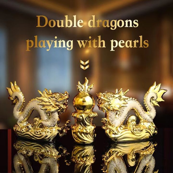 (1Pcs) Ceramic Chinese Dragon Ornaments Home Decoration Lucky Feng Shui ...