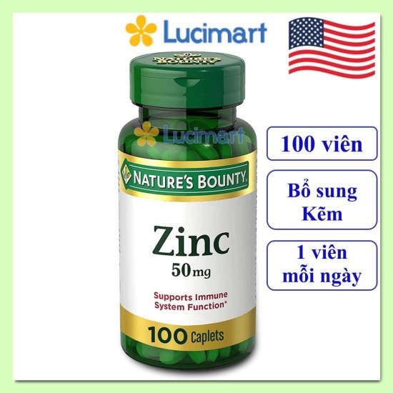 Viên uống zinc 50mg nature s bounty bổ sung kẽm, hũ 400 viên hoặc 100 viên - ảnh sản phẩm 1